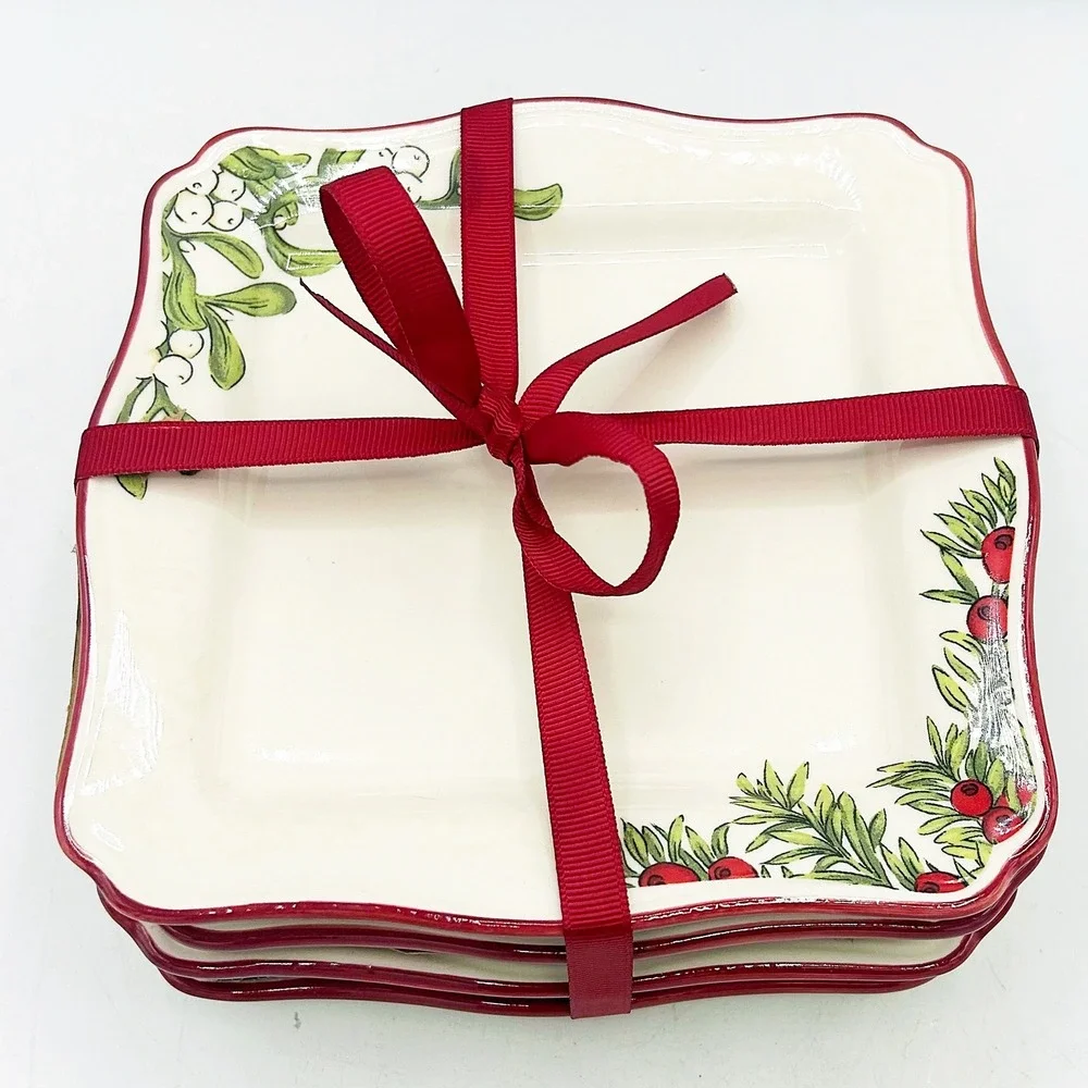 Better Homes & Gardens Square Appetizer Plates Set of 4 Heritage‎ Collection